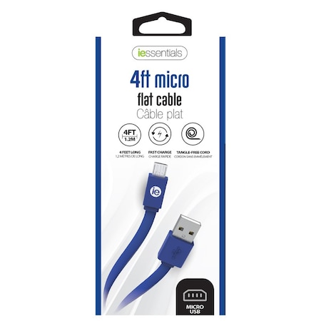 Iessentials 4' Blue Flat Micro USB C IEN-FC4M-BL